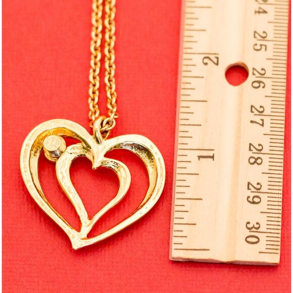 Vintage Double-Heart Sapphire Avon Necklace 28 Inches F13 - Picture 3 of 3